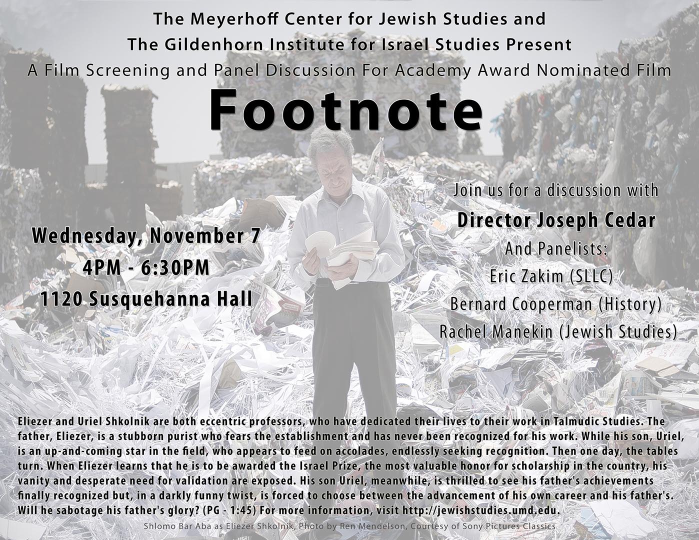 Footnote: A Film Screening and Panel Discussion with Director Joseph Cedar