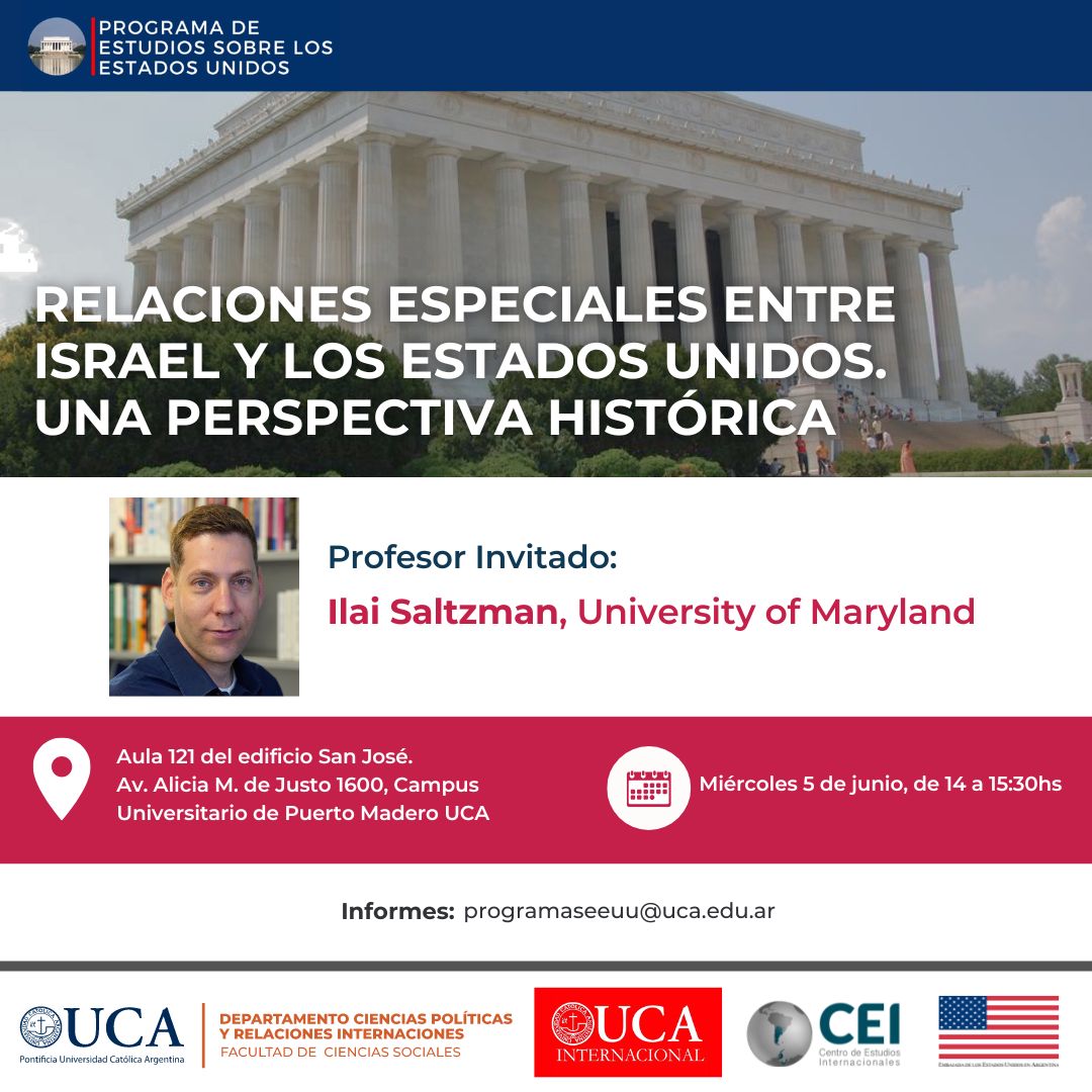 Flyer with Ilai Saltzman to speak at Campus Universitario de Puerto Madero UCA