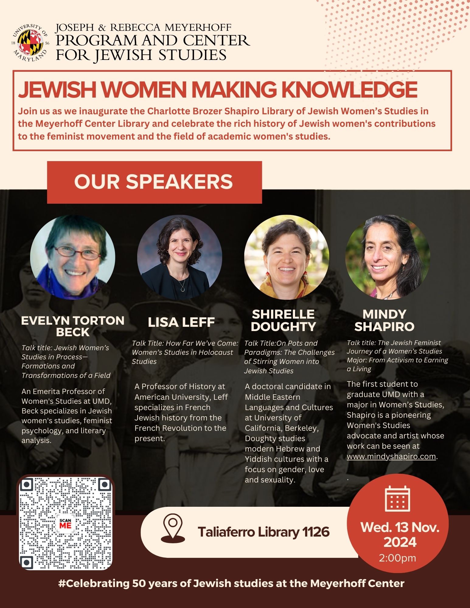 Jewish Women Making Knowledge event flyer with speakers.