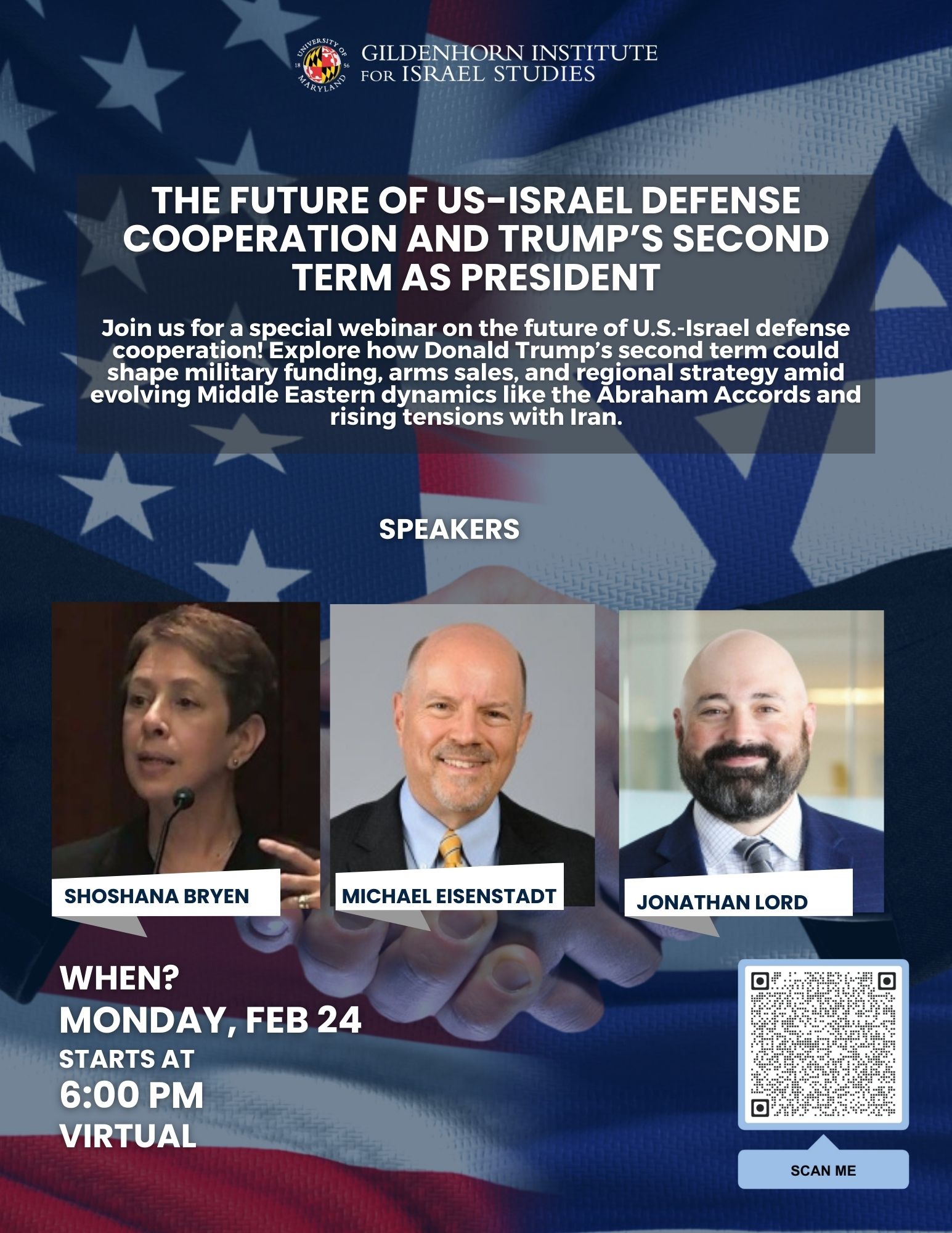 Flyer with panelist Shoshana Bryen, Michael Eisenstadt, and Jonathan Lord